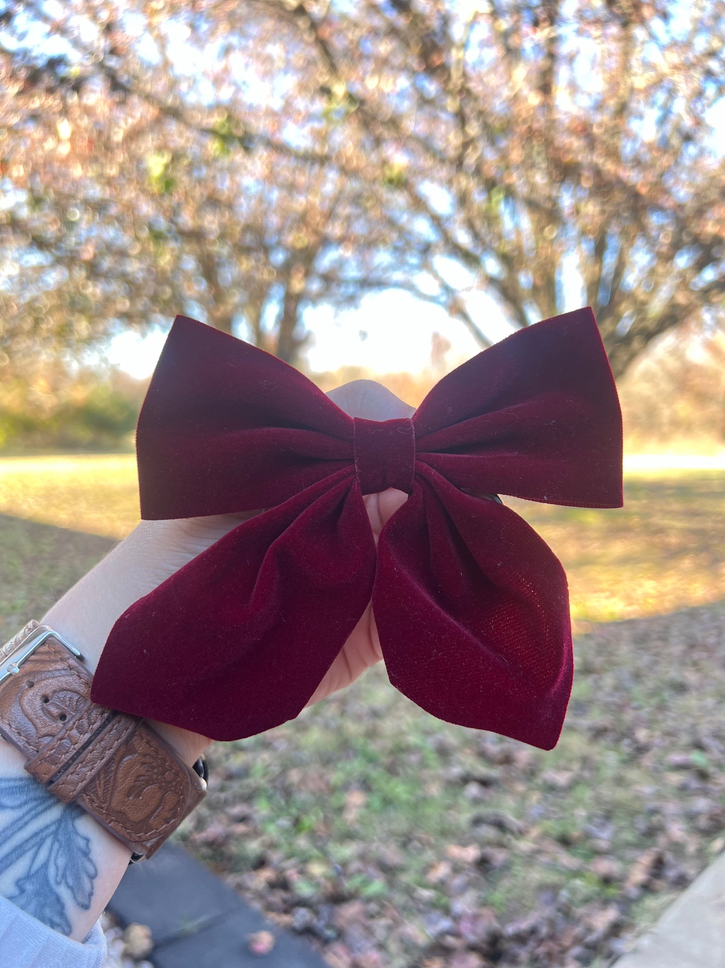 Faux suede bow