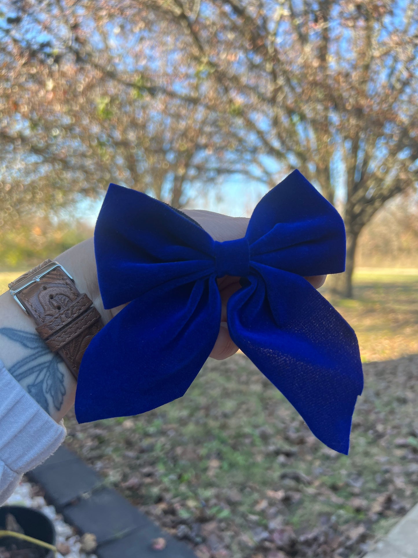 Faux suede bow