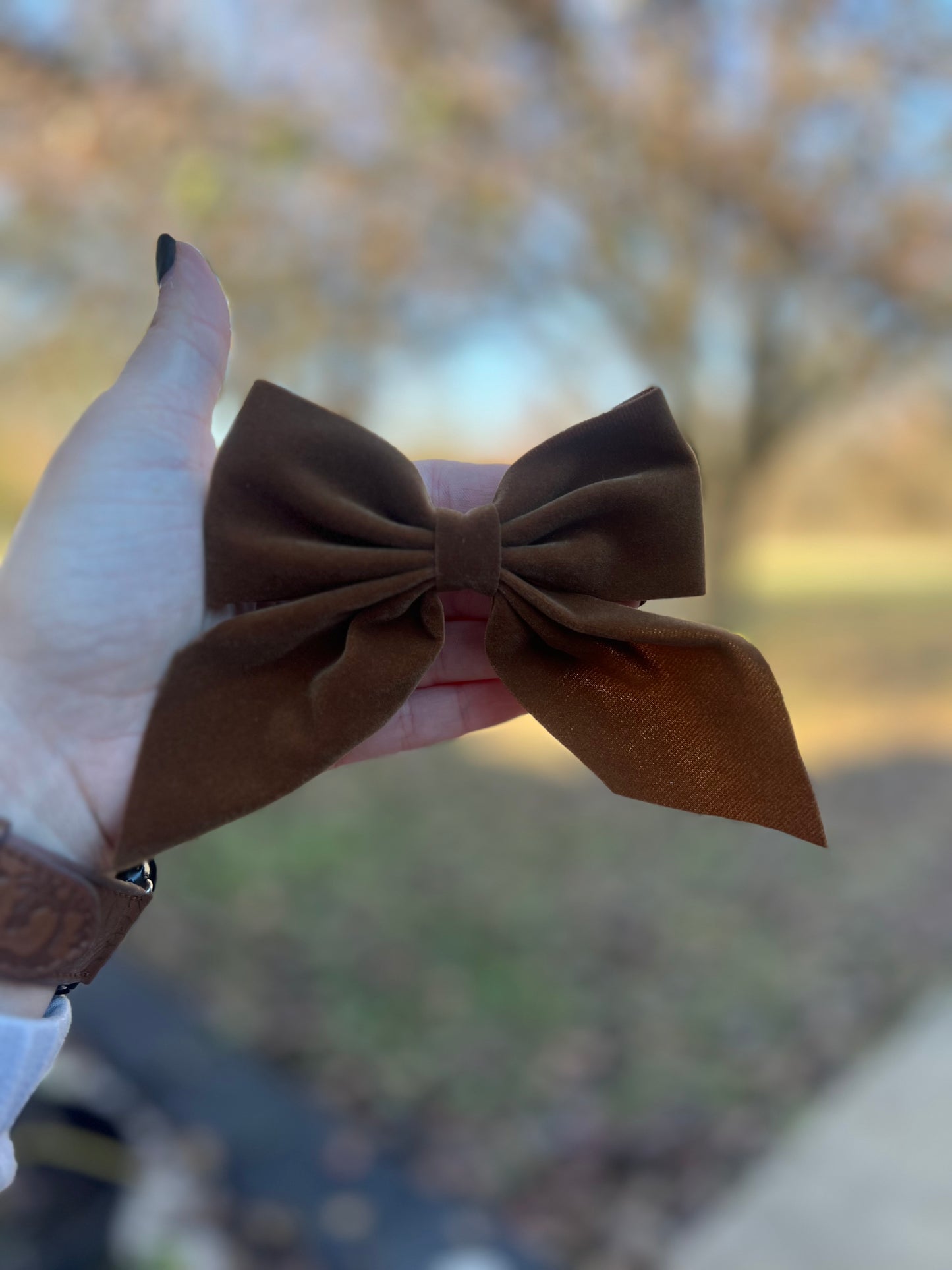 Faux suede bow