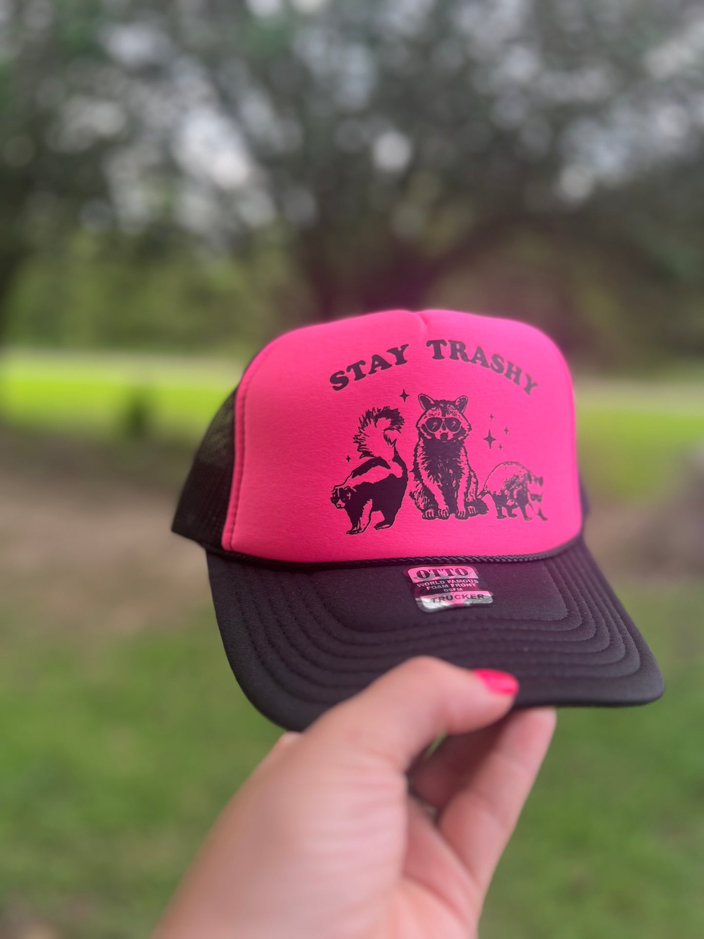 Stay trashy trucker hat