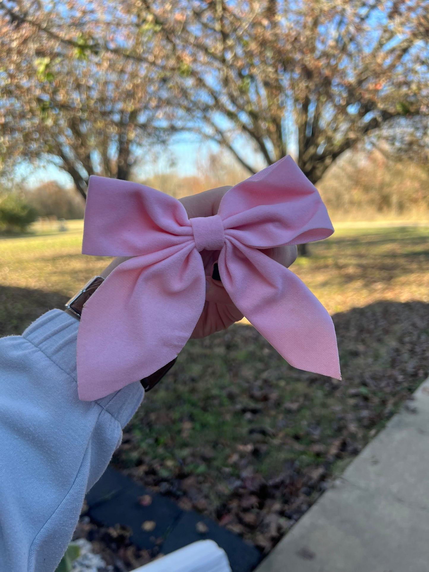 Faux suede bow